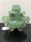 A Chinese carved jadeite lidded koro