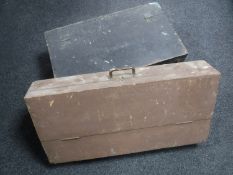 A large mid 20th century pine joiner's tool box and one other