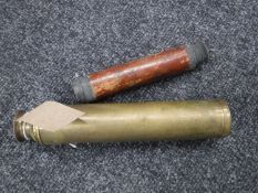 An early 20th century brass telescope together with a pocket telescope