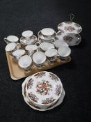 A tray of fifty-two pieces of Colough Imari pattern tea china