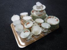 A tray of Queens china part tea set, Ashley fine bone china part tea set, commemorative ware,