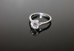 A superb quality diamond solitaire ring, the brilliant-cut stone weighing approximately 1.
