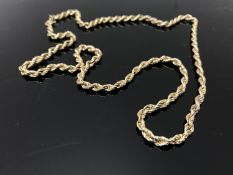 A 9ct gold rope-twist chain CONDITION REPORT: This is fully hallmarked and weighs 6.
