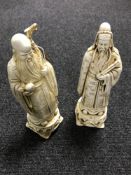 Two resin oriental figures of elders
