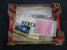 A box of ephemera relating to trains including railway tickets, diesel locomotive repair book,