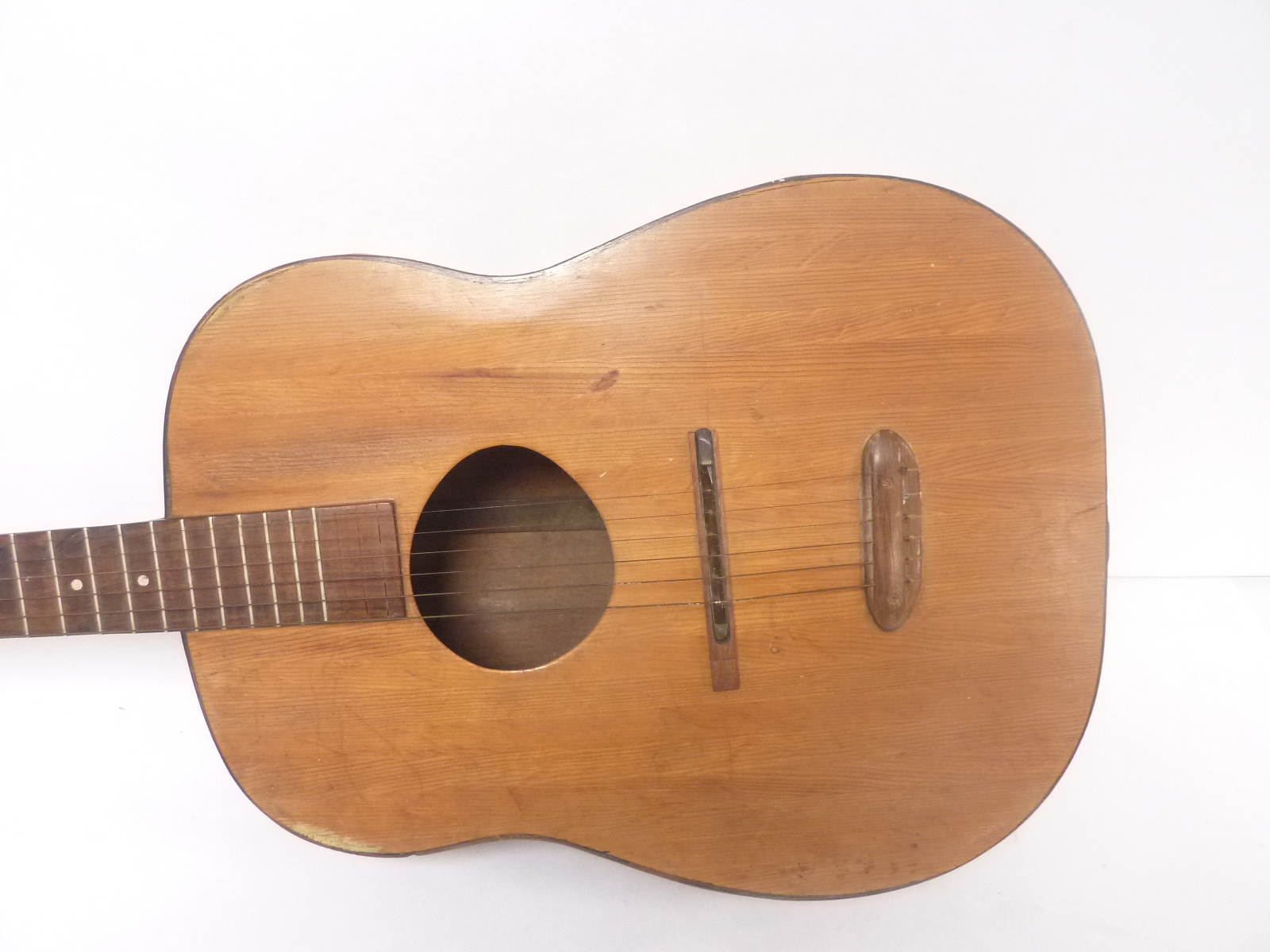 Hand built oversized / jumbo acoustic six string guitar, unmarked. - Bild 2 aus 10