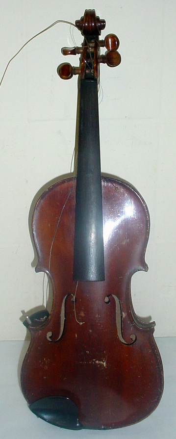 Antique full size violin, the two piece 14" back impressed "Solo", no label, as found, - Bild 4 aus 14