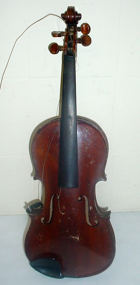 Antique full size violin, the two piece 14" back impressed "Solo", no label, as found, - Bild 5 aus 14