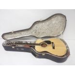 Yamaha FG-252B acoustic guitar, with carry strap, Japanese made, circa 1970's,