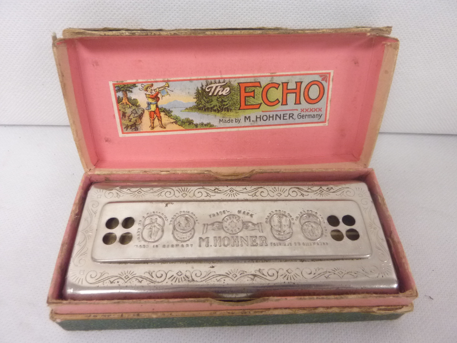 "The Echo Hare" Harmonica, by M Hohner, Germany, boxed.