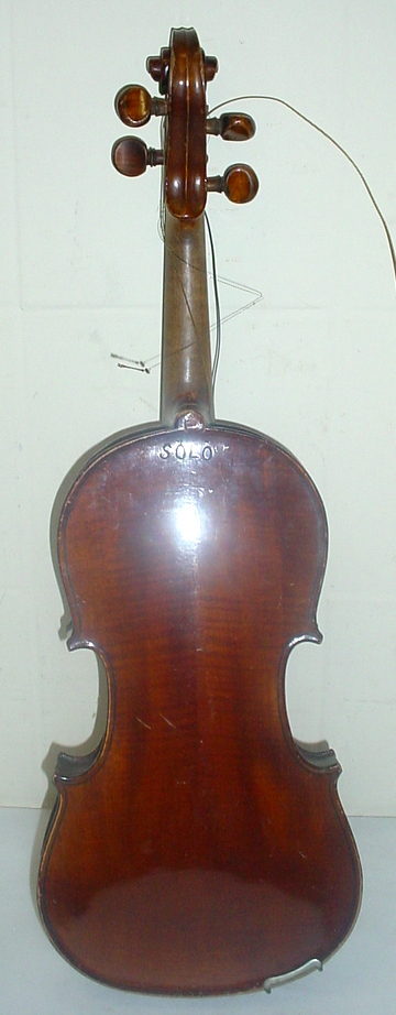 Antique full size violin, the two piece 14" back impressed "Solo", no label, as found, - Bild 6 aus 14