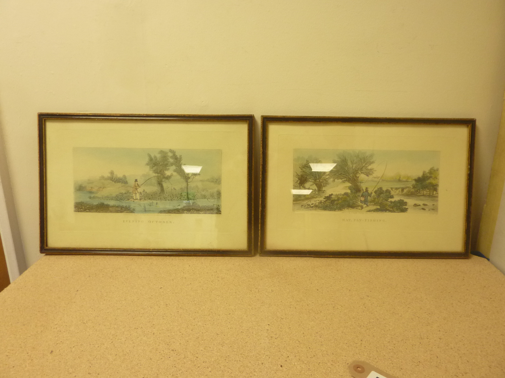 PYALL AFTER JONES. Evening-October & May, Fly-Fishing. Pair of coloured angling prints, framed.