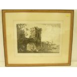 OWEN E. P. The Old Welsh Bridge, Salop (Bridgnorth). Etching after an original by Sandby.