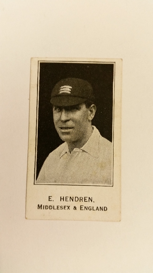 BARRATT, Cricketers Footballers & Football Teams (1925), Hendren (Middlesex), Xmas Club back, VG