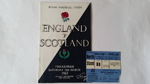 RUGBY UNION, England programme & ticket, v Scotland, 16th Mar 1963, VG to EX, 2
