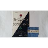 RUGBY UNION, England programme & ticket, v Scotland, 16th Mar 1963, VG to EX, 2