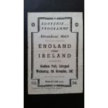 FOOTBALL, England pirate programme, v Ireland, 5th Nov 1947, by Jones, played at Goodison Park,