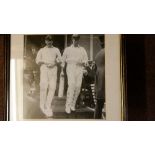 CRICKET, photo showing Duff & Trumper coming out to bat, 10.5 x 10.75, from the George Beldam