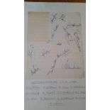 CRICKET, signed lined page, Notts 1962, 13 signatures, inc. Corran, Cotton, Hill, Springall,