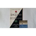 RUGBY UNION, England programme & ticket, v Scotland, 18th Mar 1961, VG to EX, 2