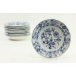12 Meissen Soup Plates with Onion Pattern
