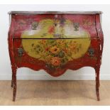 Venetian Style Paint Decorated Bombe Commode