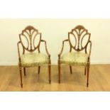 Pair Satinwood Bellflower Inlay Chairs