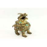 Gilt Bronze Chinese Foo Dog Censer