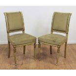 Pair Off-White Paint Decorated Side Chairs