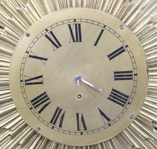 Mid-Century Modern Gilt Bronze Sunburst Clock - Image 2 of 2