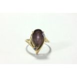 14K Gold Ring with Diamond & Pear-Shape Amethyst