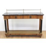 Contemporary Style Marble Top & Walnut Console