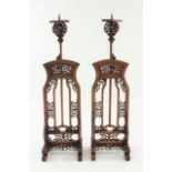 Pair 19th Century Chinese Adjustable Lamp Stands