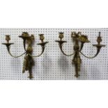 :Pair 19th Century French Ormolu 3-Light Sconces