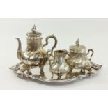 3-Piece German 800 Silver Tea Set