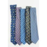 5 Hermès Paris Animal Print Silk Ties