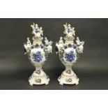 Pair Palace-Size German Porcelain Covered Urns