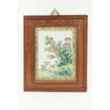 Framed Chinese Plaque, Floral with Chicken