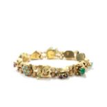 14K Yellow Gold Bracelet with Gemstones & Charms