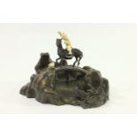 Chinese Bronze Grouping, Man on Horseback