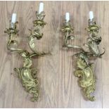 :Pair French 19th Century 2-Arm Brass Sconces