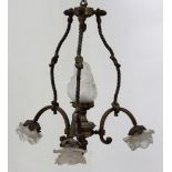 3-Arm 4-Light Gilt French Style Chandelier