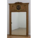 Paint Decorated Beveled Glass Trumeau Mirror