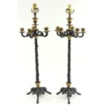 Pair Bronze Figural Empire Style Candelabra