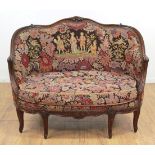 Circa 1920s Needlepoint Carved Italian Loveseat