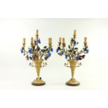 Pair Bronze 6-Light Candelabra