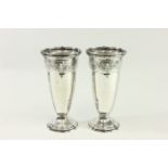 Pair Gorham Sterling Silver Florenz Figural Vases