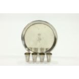 800 Silver Round Tray with 4 Shotglasses