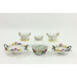 6 Open Reticulated Porcelain Floral Baskets