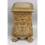 Carved Gesso Gilded Claw Foot Pedestal